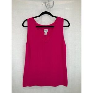 Chico's V-neck Tank top Cool Crepe SL Knit PINK size 1 Medium NEW